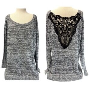 Torrid Women Size 4 4X Black Grey Marled Lace Back Pullover Sweater